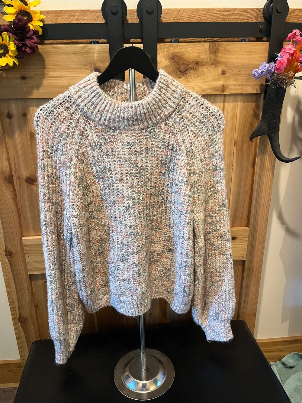 a.n.a Speckled Cream Multicolor Turtleneck Sweater